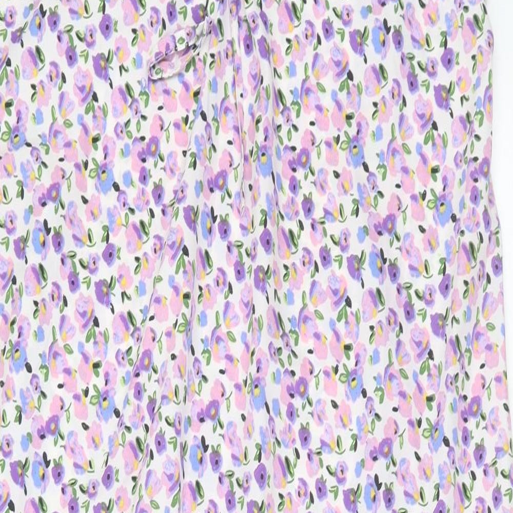 Wednesday Girl Womens Purple Floral Polyester A-Line  Size 14  V-Neck Pullover