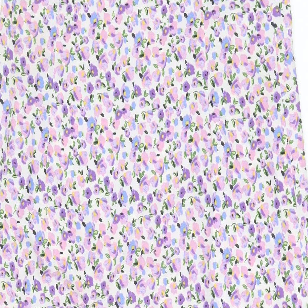Wednesday Girl Womens Purple Floral Polyester A-Line  Size 14  V-Neck Pullover