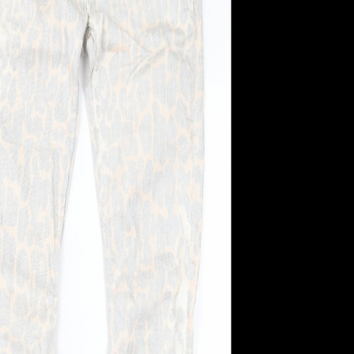 H&M Womens Grey Animal Print Cotton Straight Jeans Size 30 in L32 in Regular Button