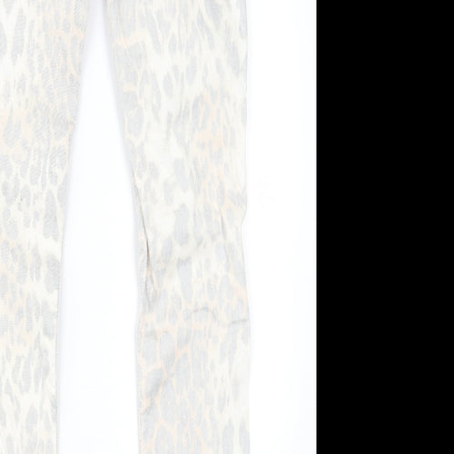 H&M Womens Grey Animal Print Cotton Straight Jeans Size 30 in L32 in Regular Button
