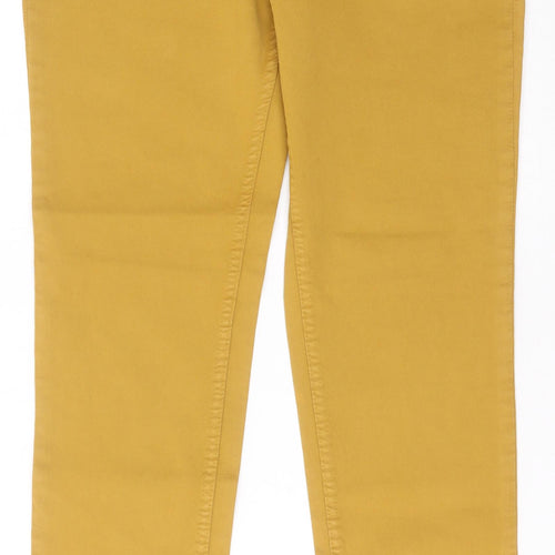 bebe Womens Yellow  Cotton Straight Jeans Size 34 in L30 in Regular Button