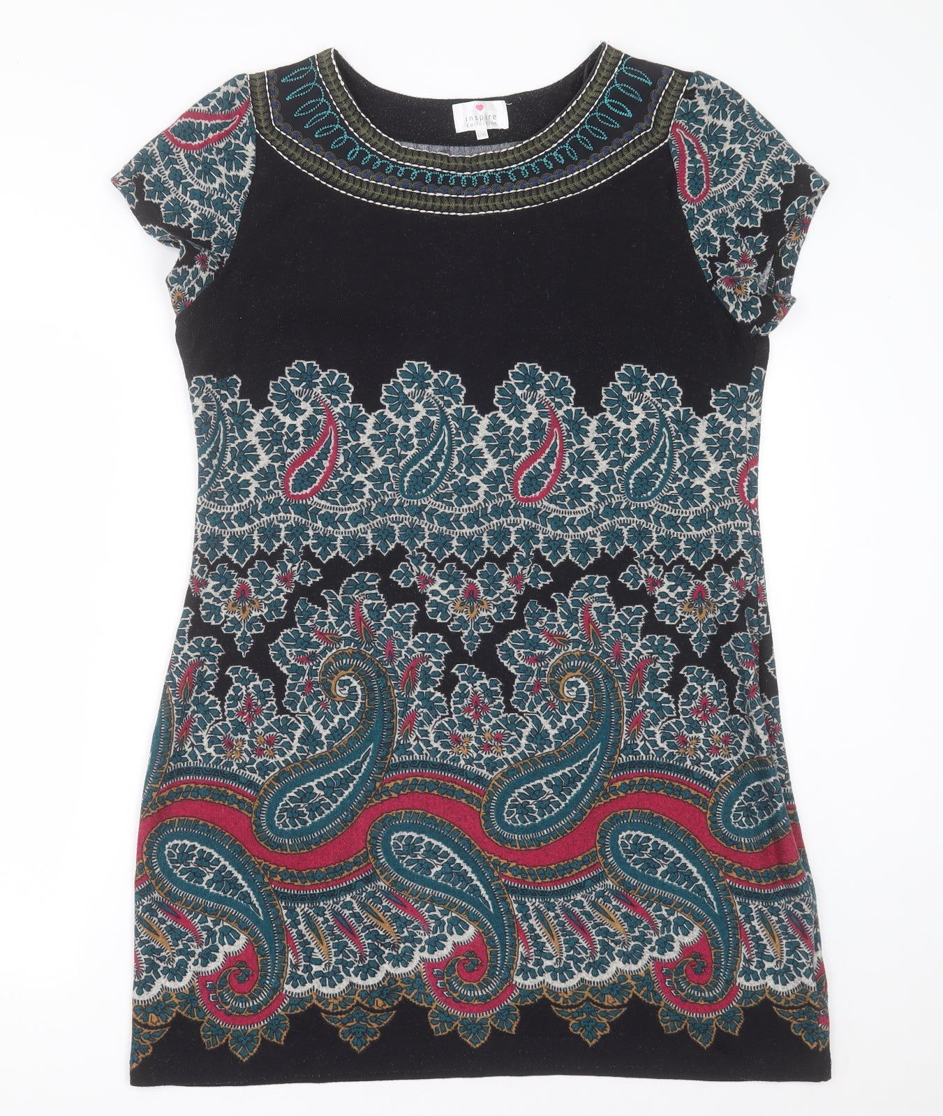 Inspire Collection Womens Multicoloured Geometric Polyester A-Line  Size L  Crew Neck Pullover