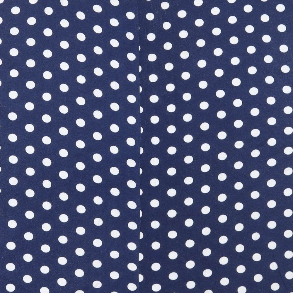 Box2 Womens Blue Polka Dot Viscose Basic T-Shirt Size 16 Crew Neck