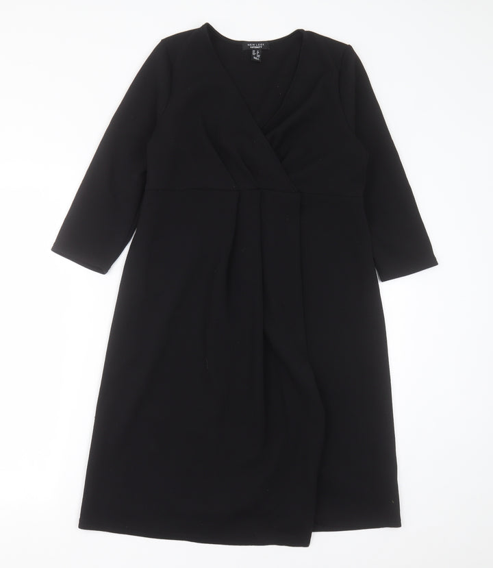 New Look Womens Black  Polyester A-Line  Size 12  V-Neck Pullover