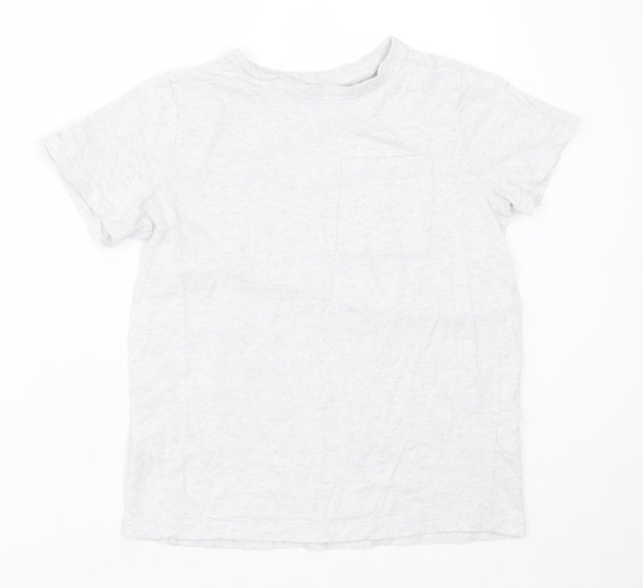 F&F Boys Grey Cotton Basic T-Shirt Size 9-10 Years Crew Neck Pullover