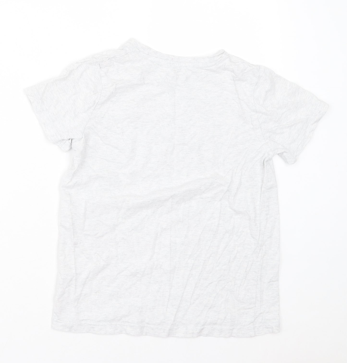 F&F Boys Grey  Cotton Basic T-Shirt Size 9-10 Years Crew Neck Pullover