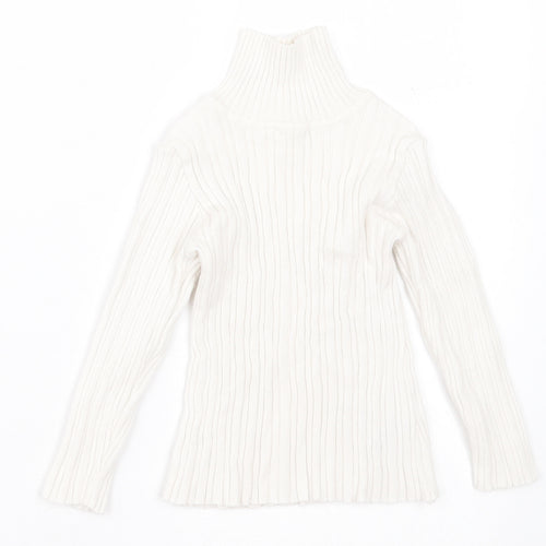 Nutmeg Girls White Roll Neck  Cotton Pullover Jumper Size 2 Years  Pullover