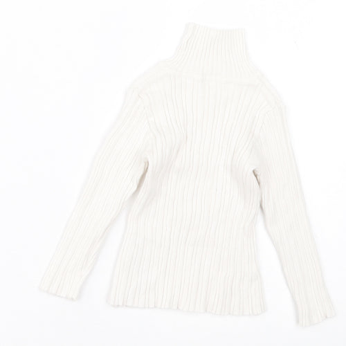 Nutmeg Girls White Roll Neck  Cotton Pullover Jumper Size 2 Years  Pullover
