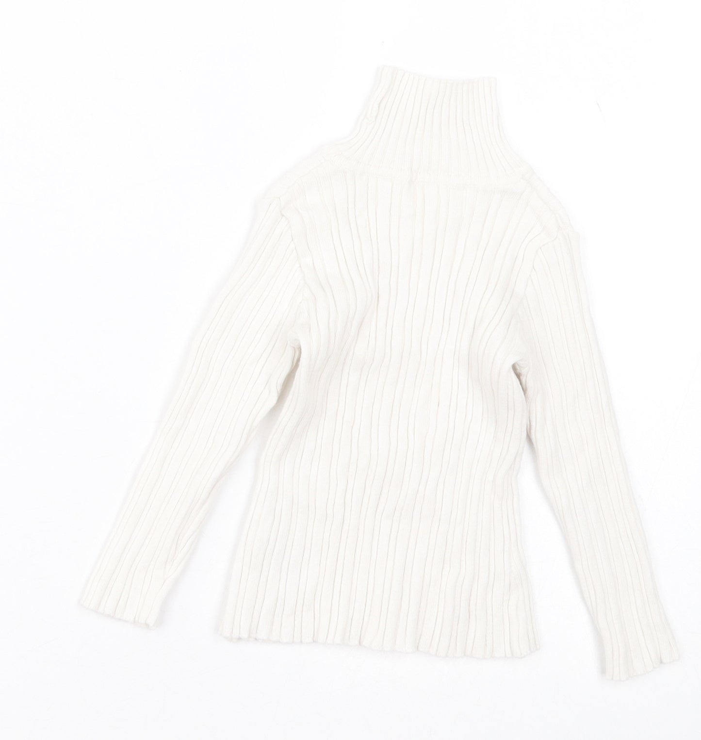Nutmeg Girls White Roll Neck  Cotton Pullover Jumper Size 2 Years  Pullover