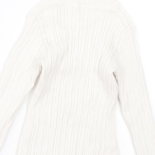 Nutmeg Girls White Roll Neck  Cotton Pullover Jumper Size 2 Years  Pullover
