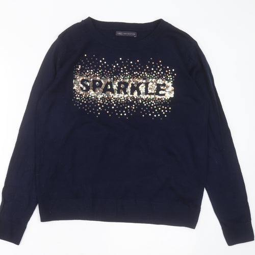 Marks and Spencer Womens Blue Crew Neck  Acrylic Pullover Jumper Size M