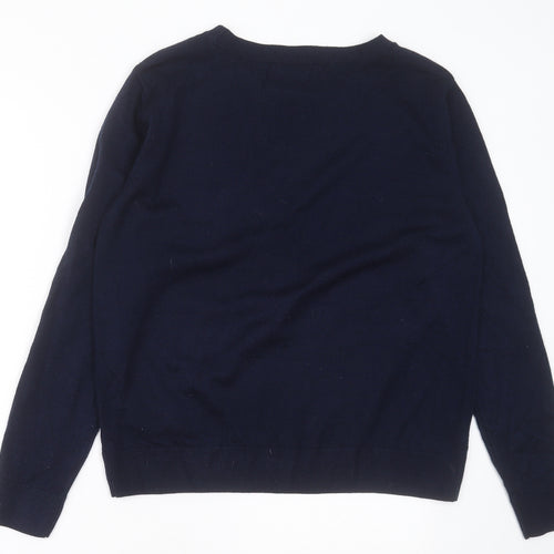 Marks and Spencer Womens Blue Crew Neck  Acrylic Pullover Jumper Size M