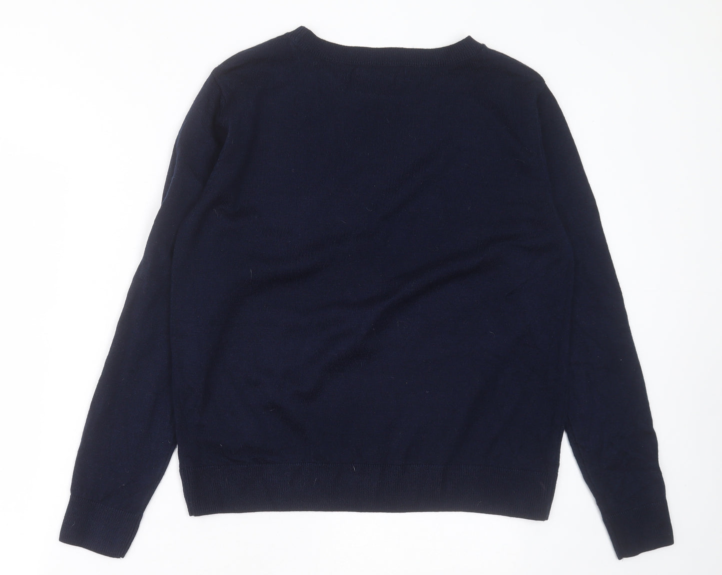 Marks and Spencer Womens Blue Crew Neck  Acrylic Pullover Jumper Size M