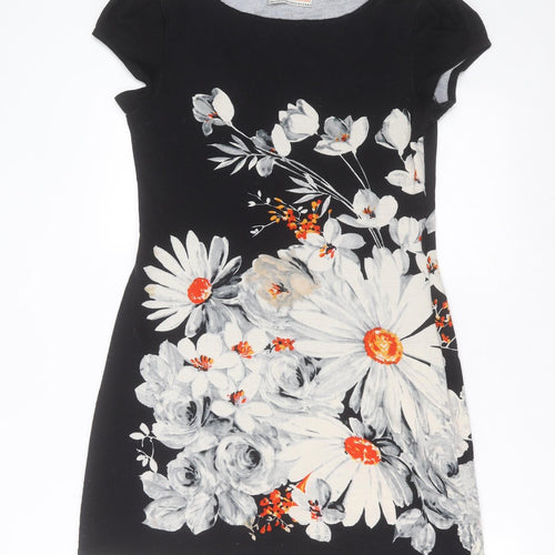 Billie & Blossom Womens Black Floral Polyester A-Line  Size 12  Crew Neck Pullover