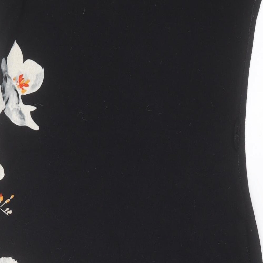 Billie & Blossom Womens Black Floral Polyester A-Line  Size 12  Crew Neck Pullover