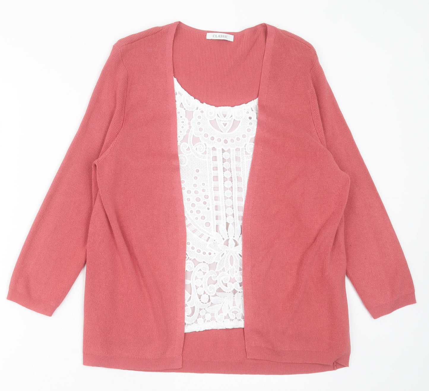 Marks and Spencer Womens Pink Scoop Neck  Viscose Pullover Jumper Size 14
