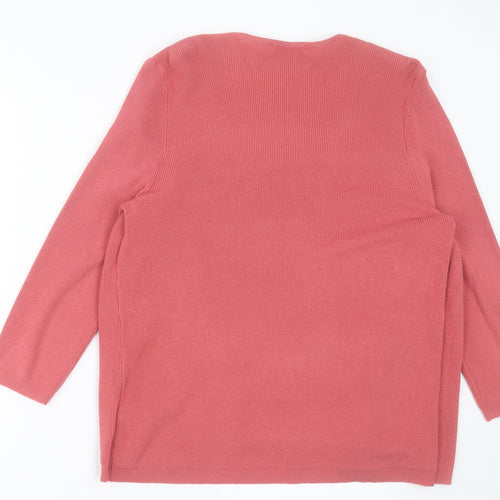 Marks and Spencer Womens Pink Scoop Neck  Viscose Pullover Jumper Size 14