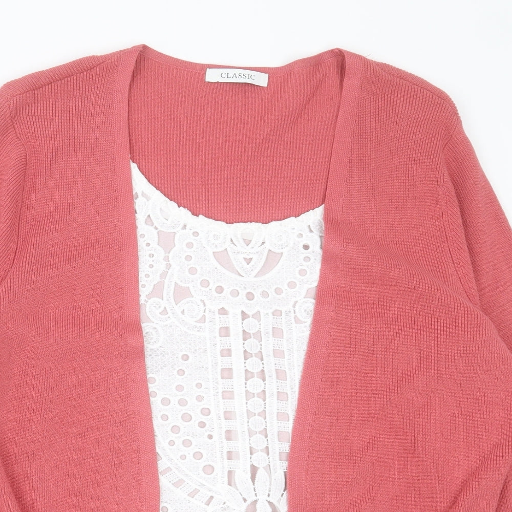 Marks and Spencer Womens Pink Scoop Neck  Viscose Pullover Jumper Size 14
