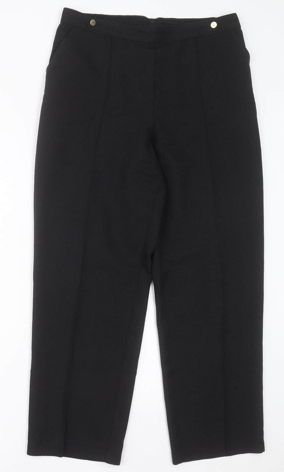 Marks and Spencer Womens Black  Polyester Trousers  Size 14 L27 in Regular