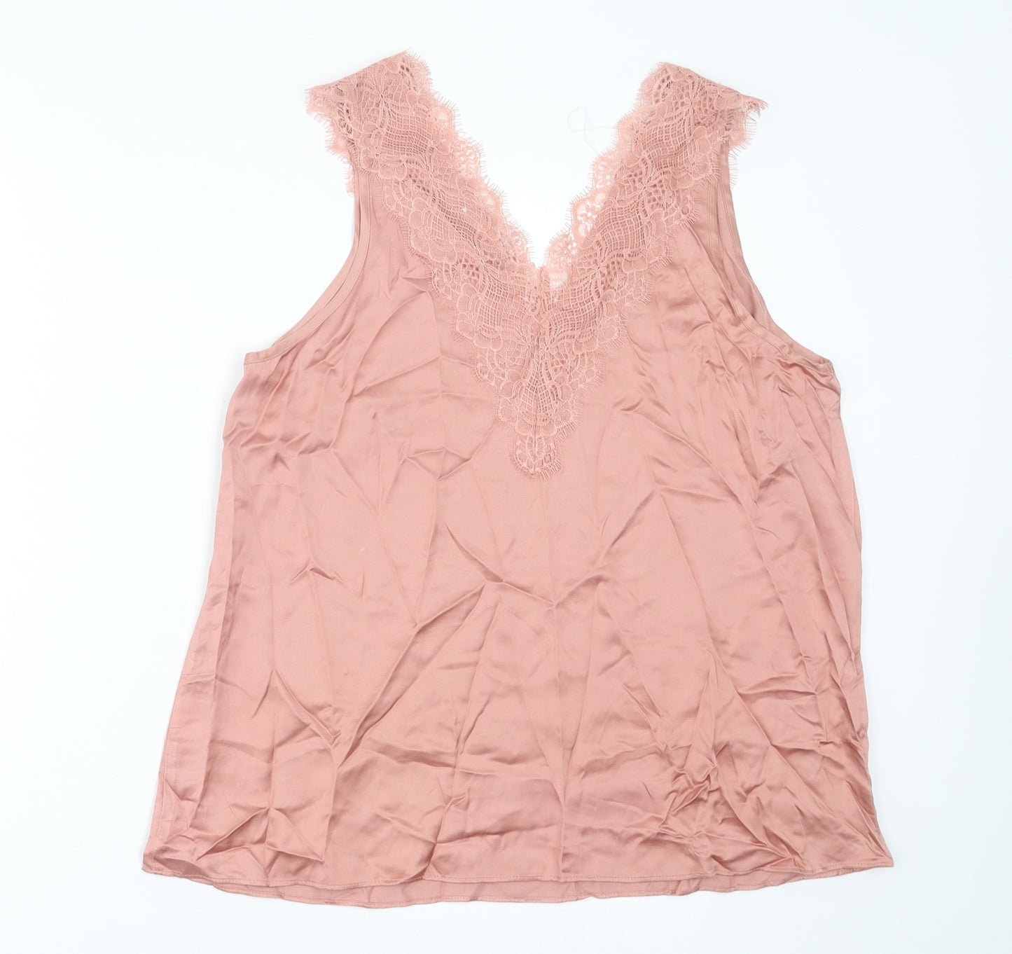 Summum Womens Pink  Viscose Basic Tank Size 10 V-Neck