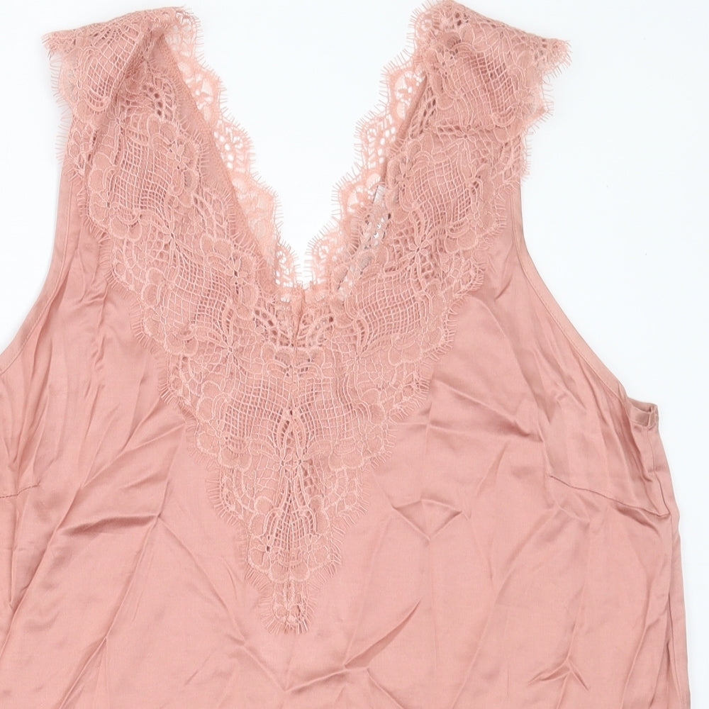 Summum Womens Pink  Viscose Basic Tank Size 10 V-Neck