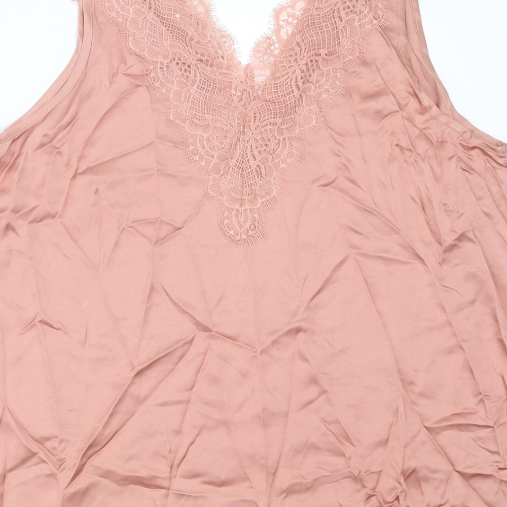 Summum Womens Pink  Viscose Basic Tank Size 10 V-Neck