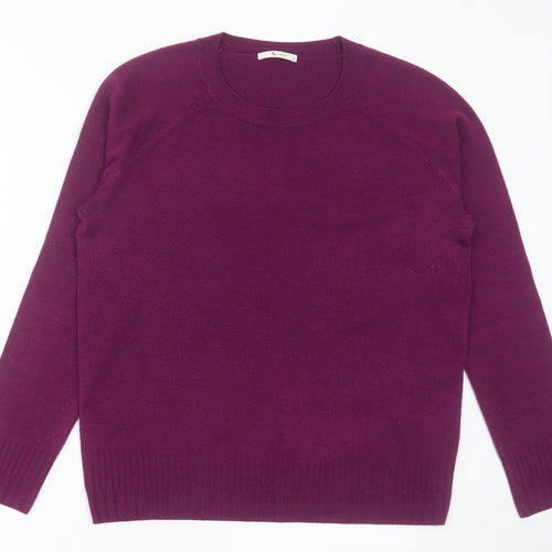 TU Womens Purple Crew Neck  Acrylic Pullover Jumper Size 12