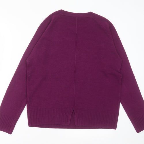 TU Womens Purple Crew Neck  Acrylic Pullover Jumper Size 12
