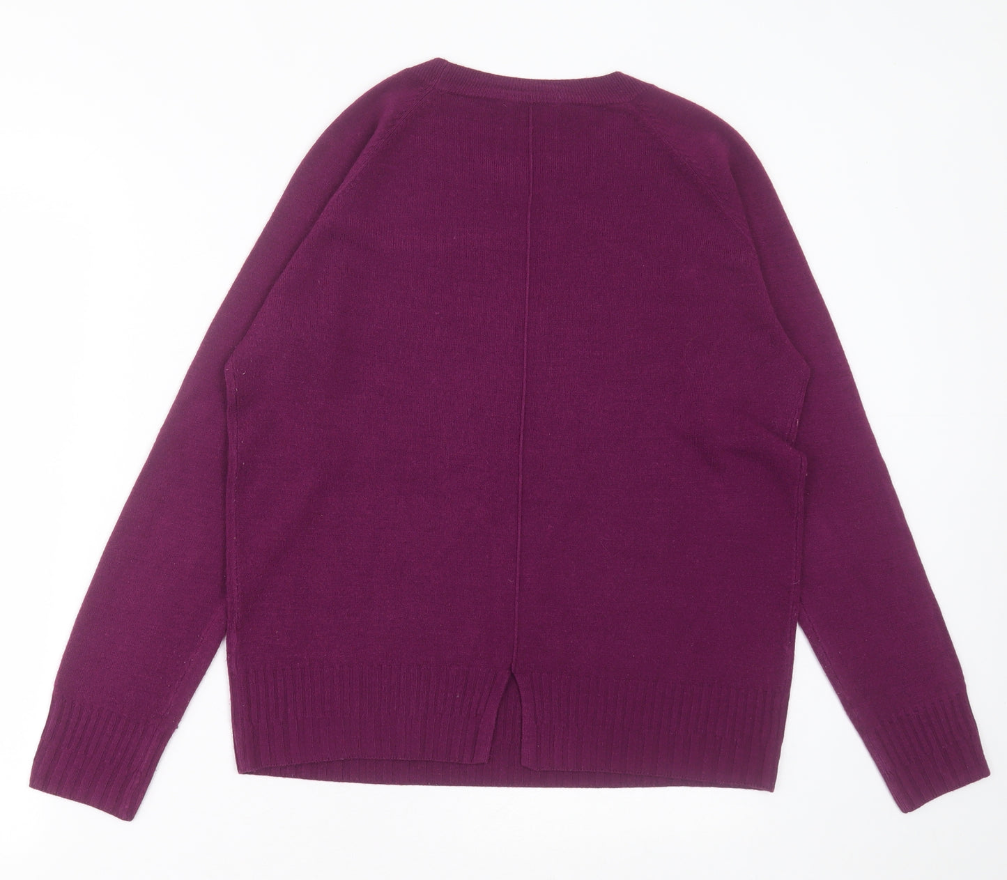TU Womens Purple Crew Neck  Acrylic Pullover Jumper Size 12