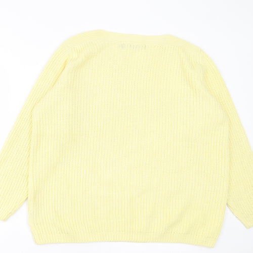 Isle Essentials Womens Yellow Crew Neck  Acrylic Pullover Jumper Size L