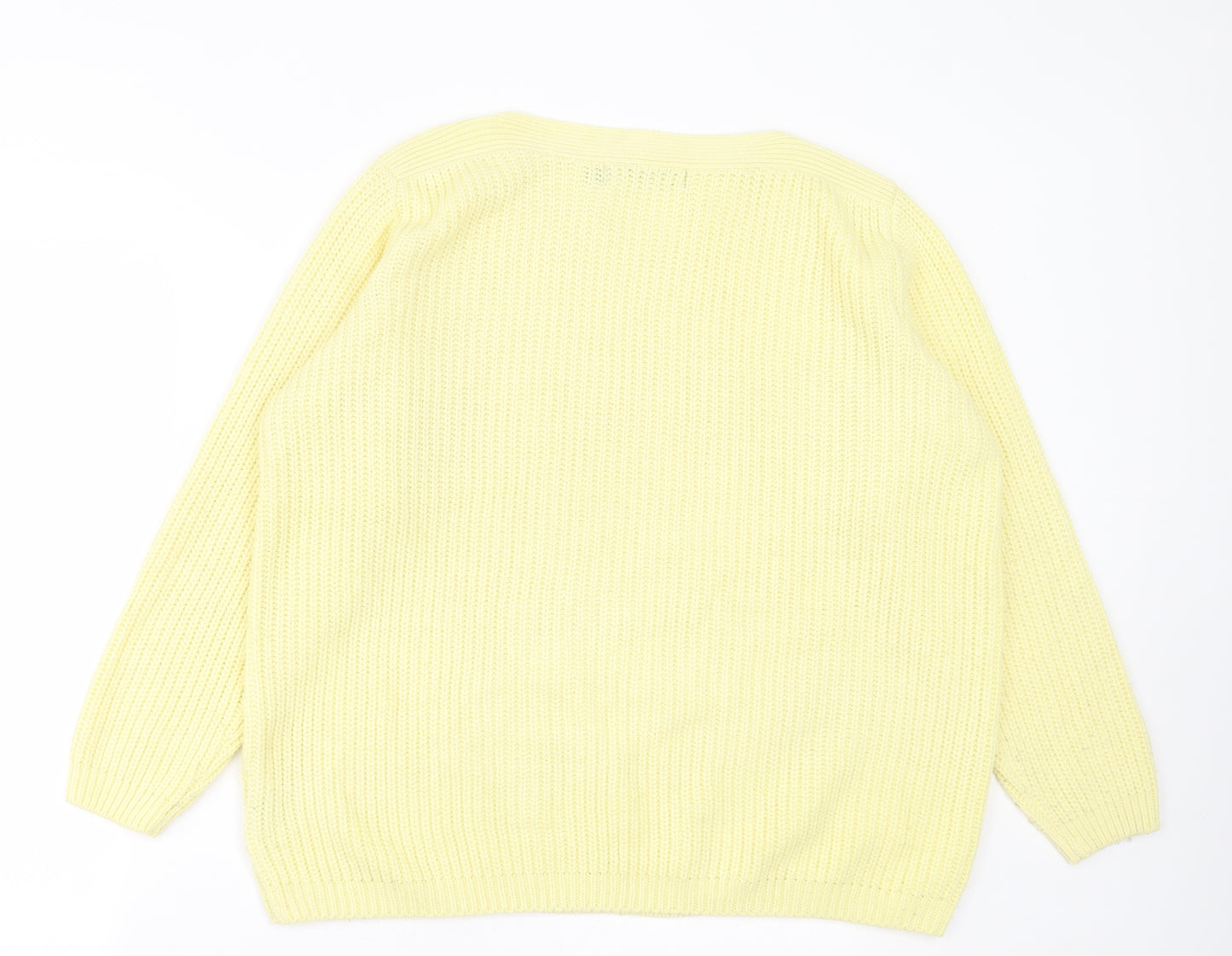 Isle Essentials Womens Yellow Crew Neck  Acrylic Pullover Jumper Size L