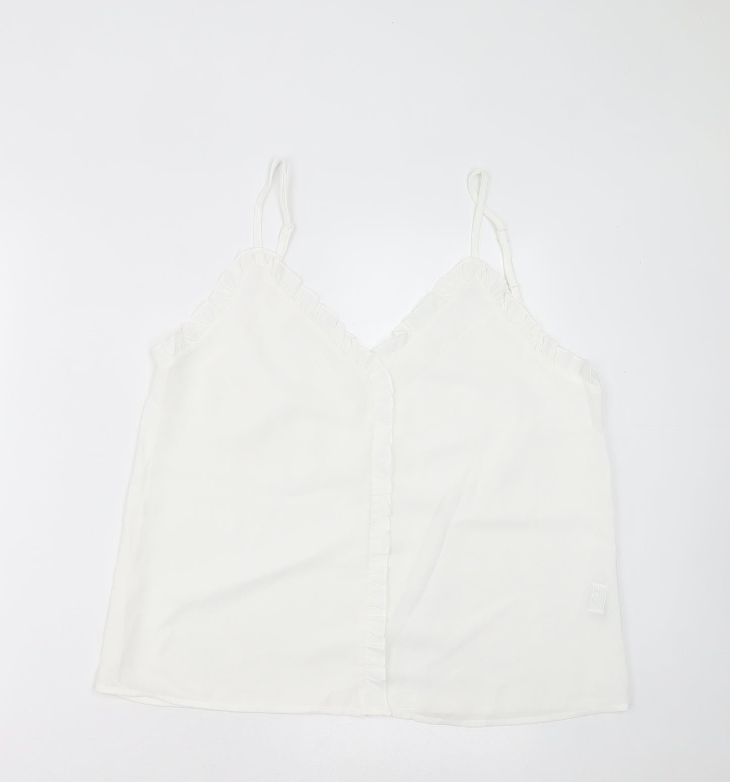 SheIn Womens White  Polyester Basic Tank Size L V-Neck