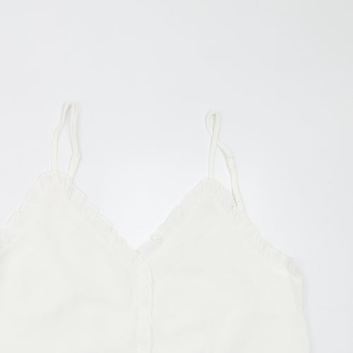SheIn Womens White  Polyester Basic Tank Size L V-Neck