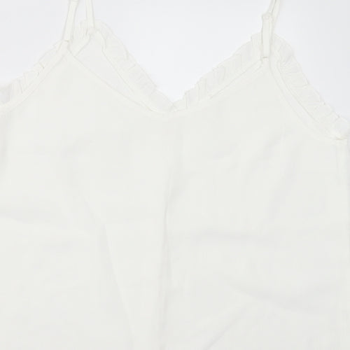 SheIn Womens White  Polyester Basic Tank Size L V-Neck