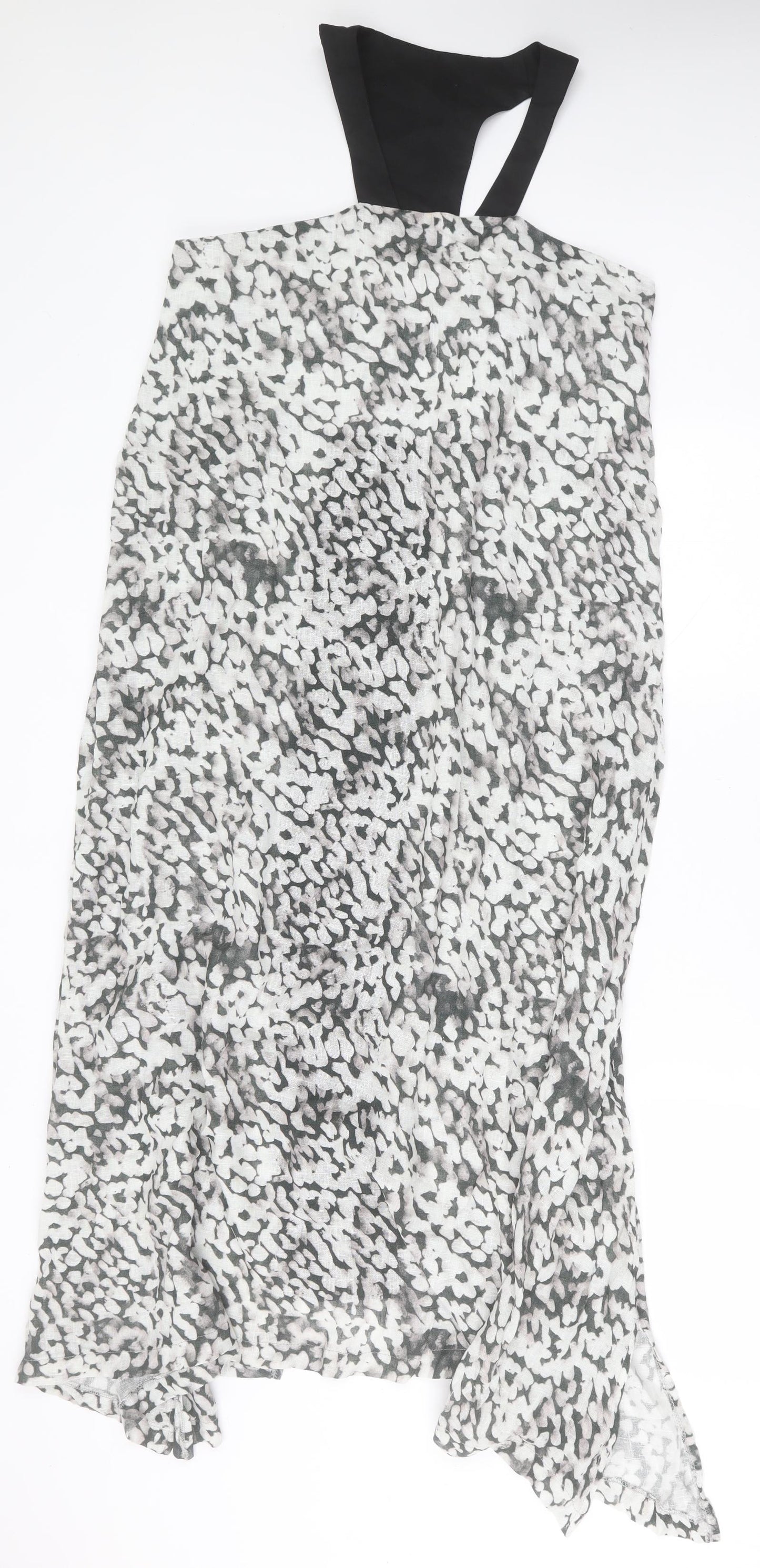 Lotus Eaters Womens Grey Geometric Linen A-Line  Size M  Square Neck Pullover