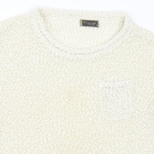 originals Womens Ivory  Polyester Basic T-Shirt Size M Crew Neck