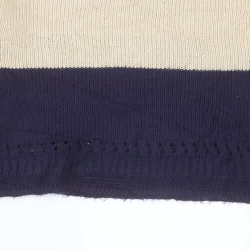 River Island Womens Brown Crew Neck Striped Acrylic Pullover Jumper Size 8