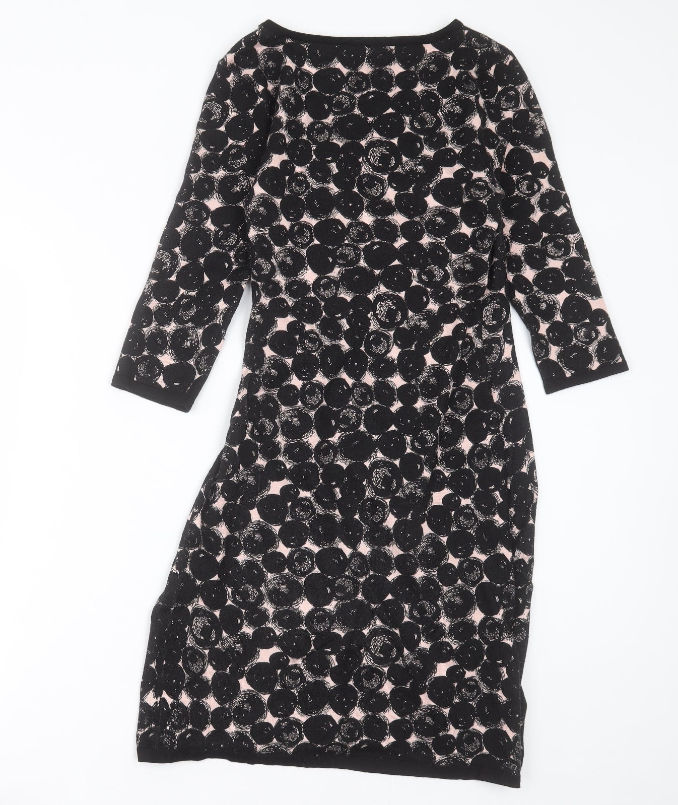 Phase Eight Womens Black Geometric Viscose Bodycon  Size 10  V-Neck Pullover