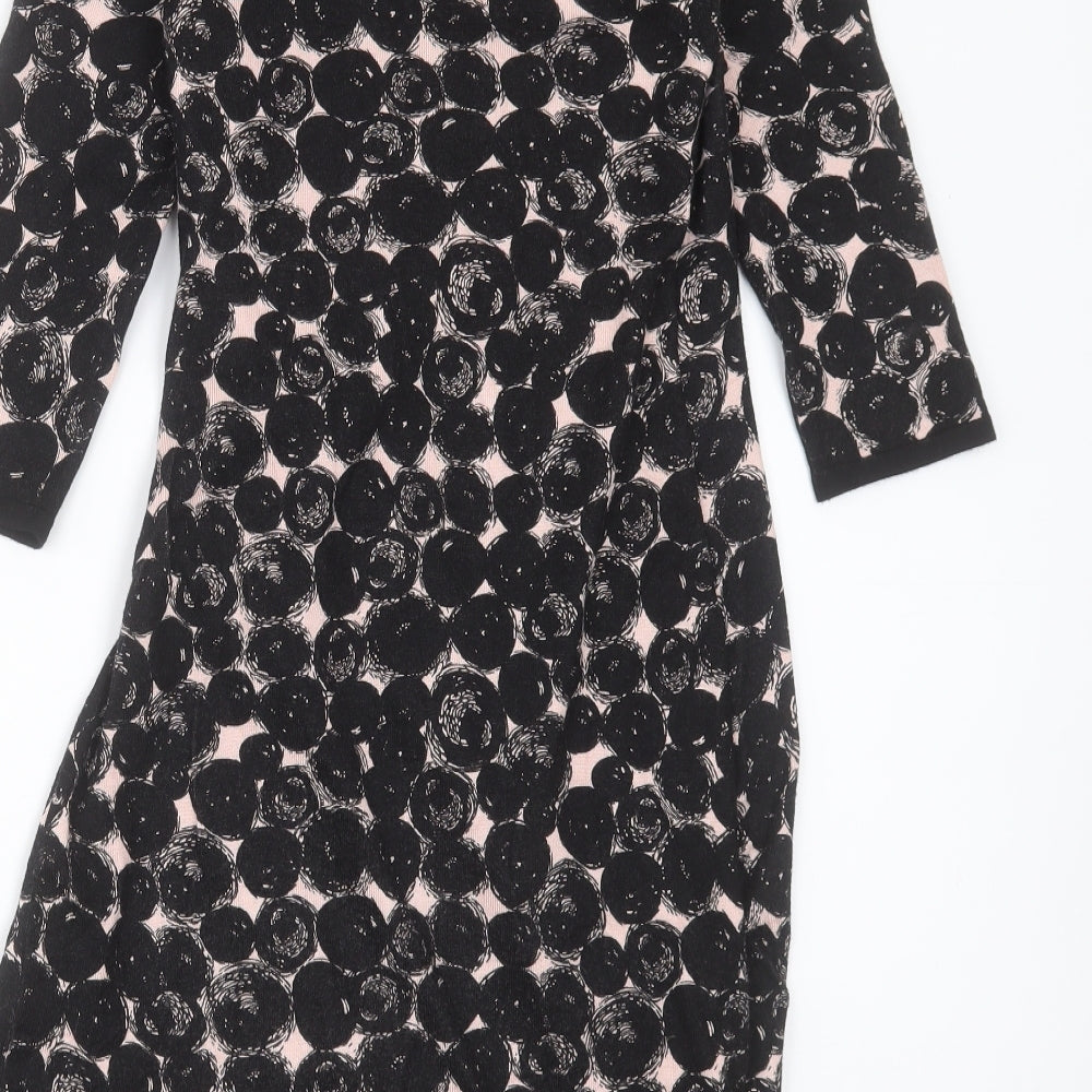 Phase Eight Womens Black Geometric Viscose Bodycon  Size 10  V-Neck Pullover