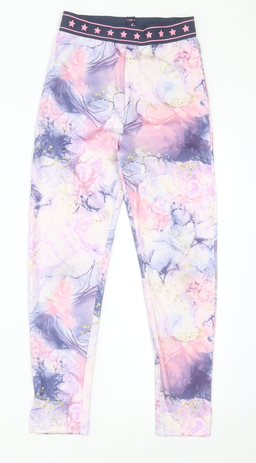 Primark Girls Purple Geometric Polyester Capri Trousers Size 11-12 Years  Regular Pullover