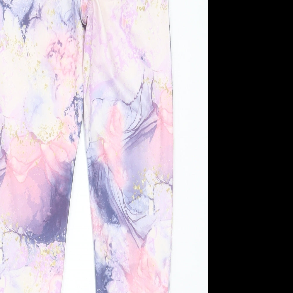 Primark Girls Purple Geometric Polyester Capri Trousers Size 11-12 Years  Regular Pullover