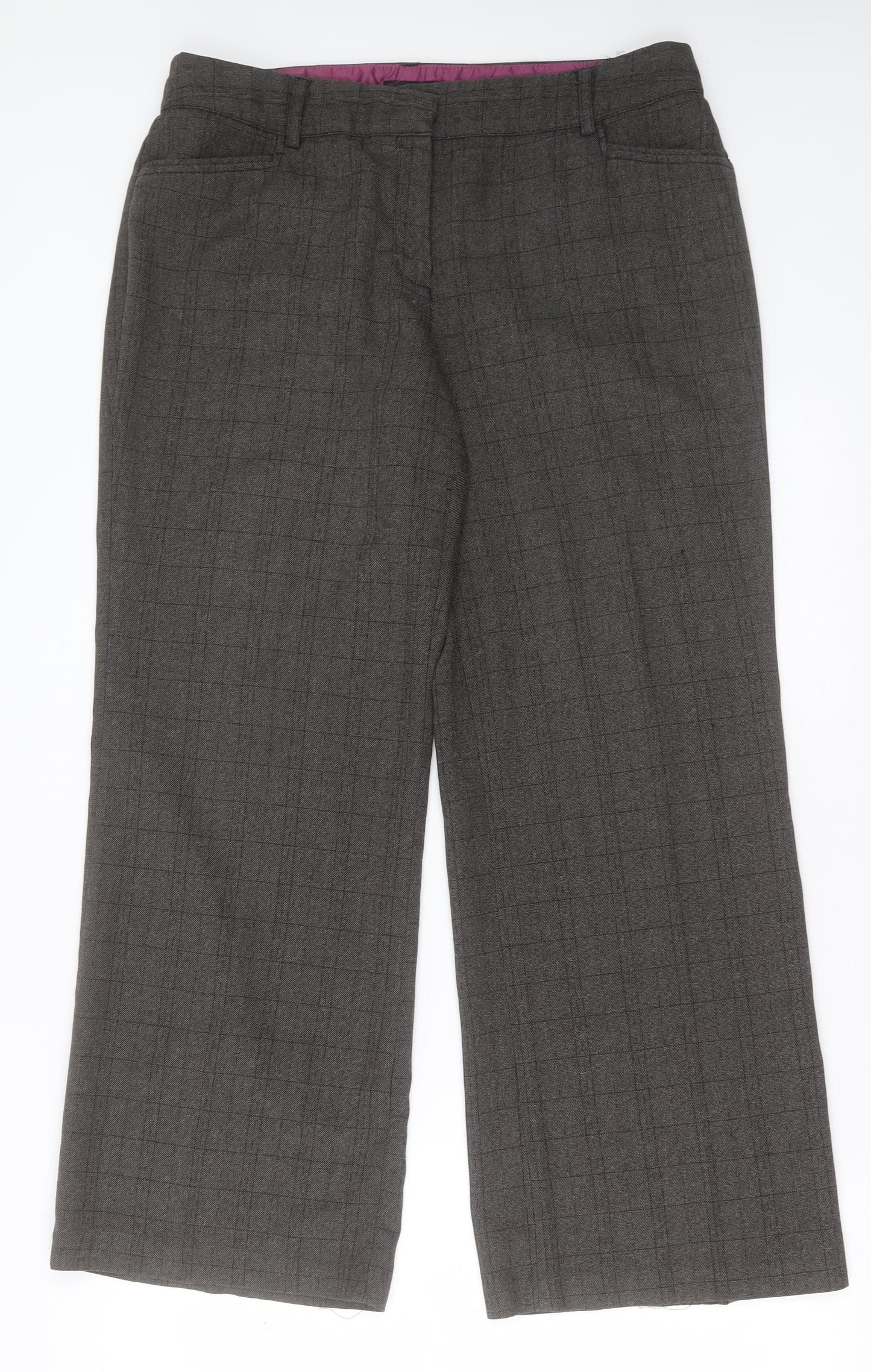 NEXT Womens Brown  Polyester Trousers  Size 14 L29 in Regular Hook & Eye