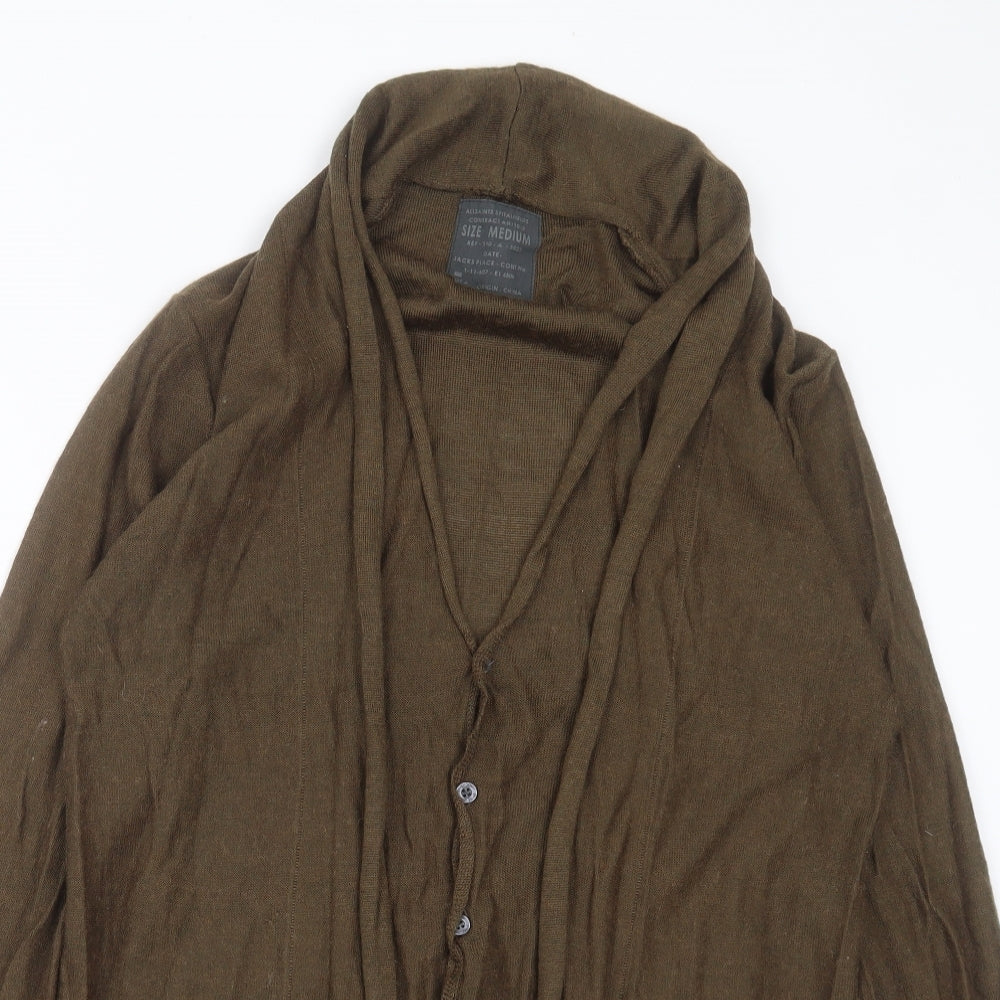 AllSaints Womens Green V-Neck  Acrylic Cardigan Jumper Size M