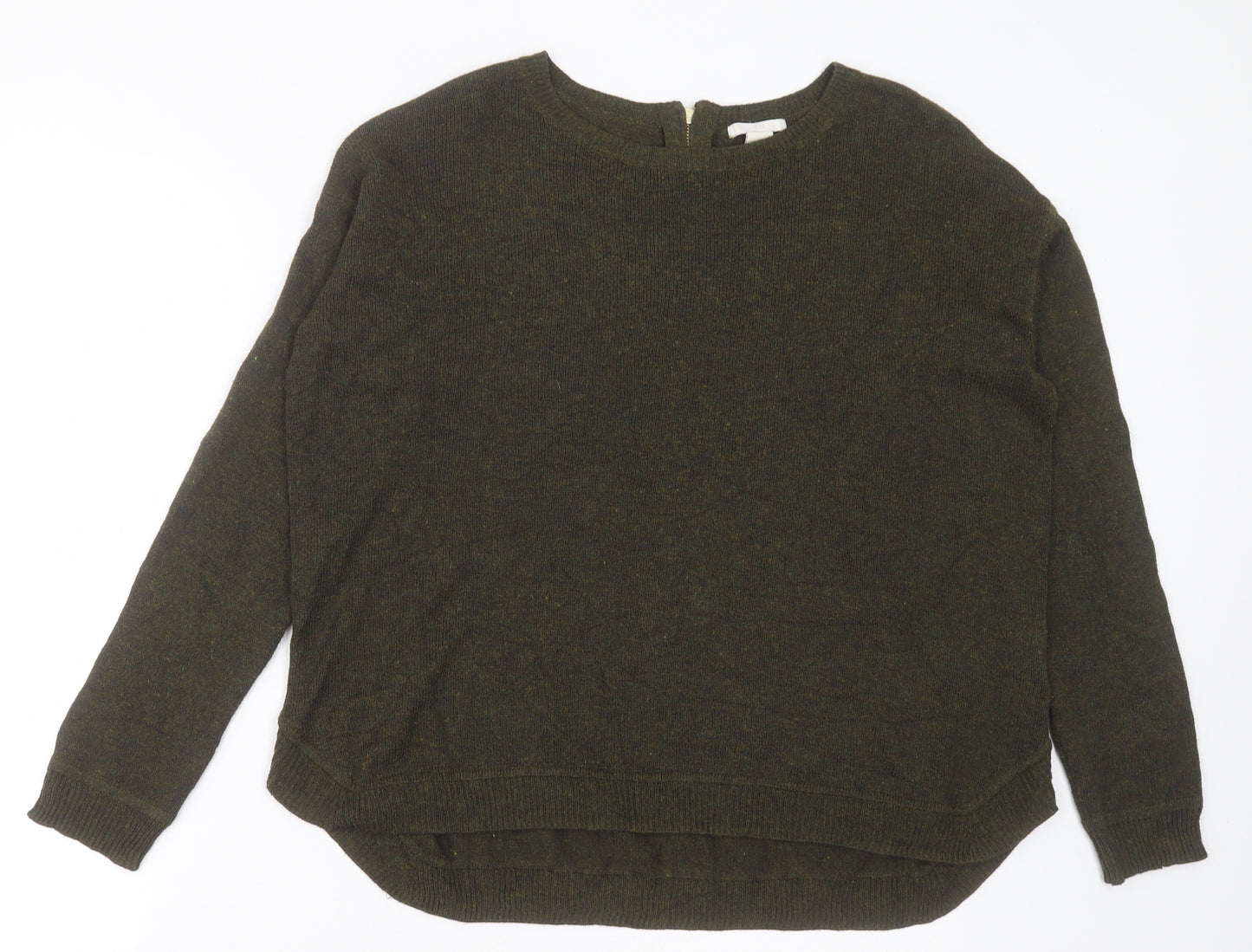 H&M Womens Green Crew Neck  Acrylic Pullover Jumper Size S