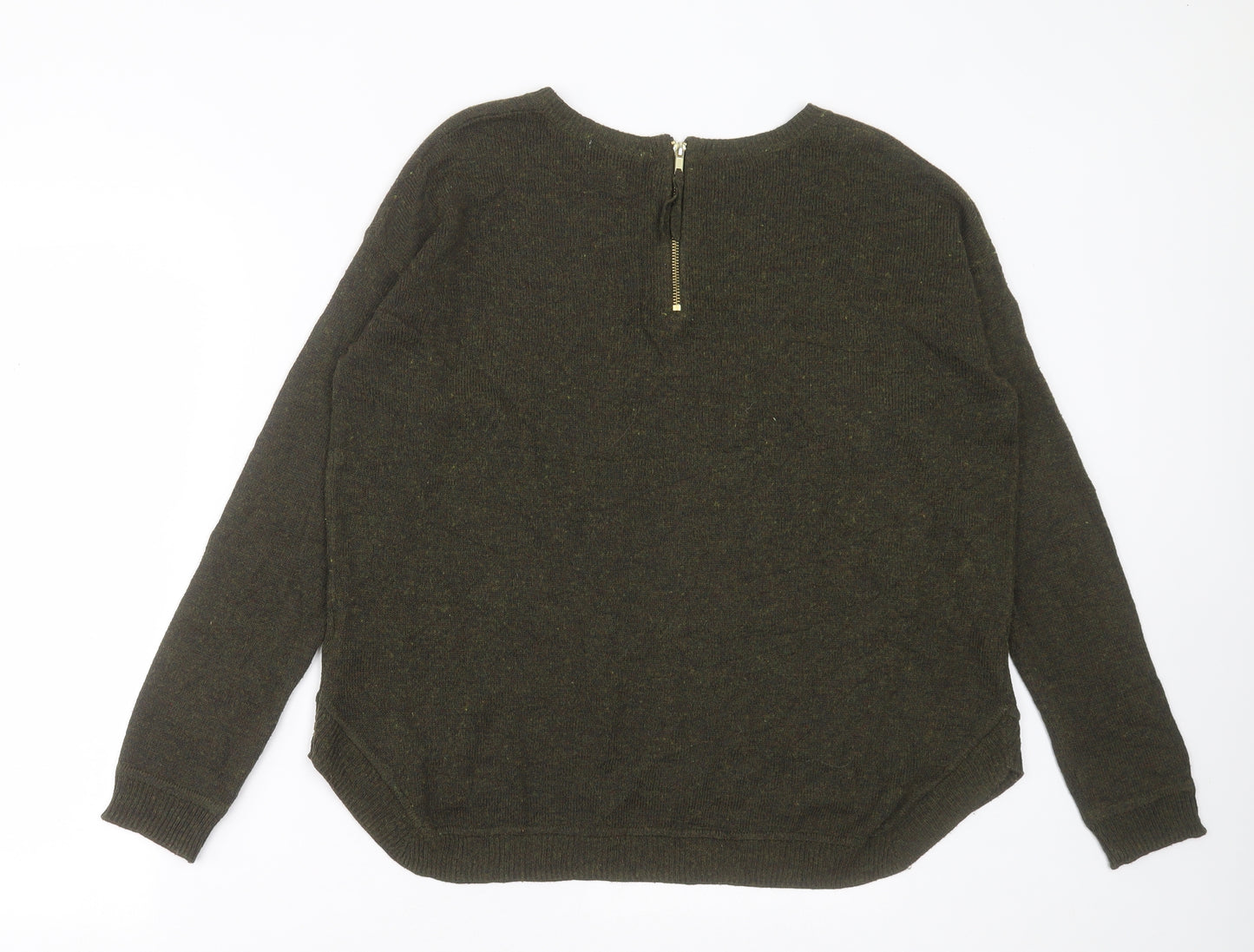 H&M Womens Green Crew Neck  Acrylic Pullover Jumper Size S