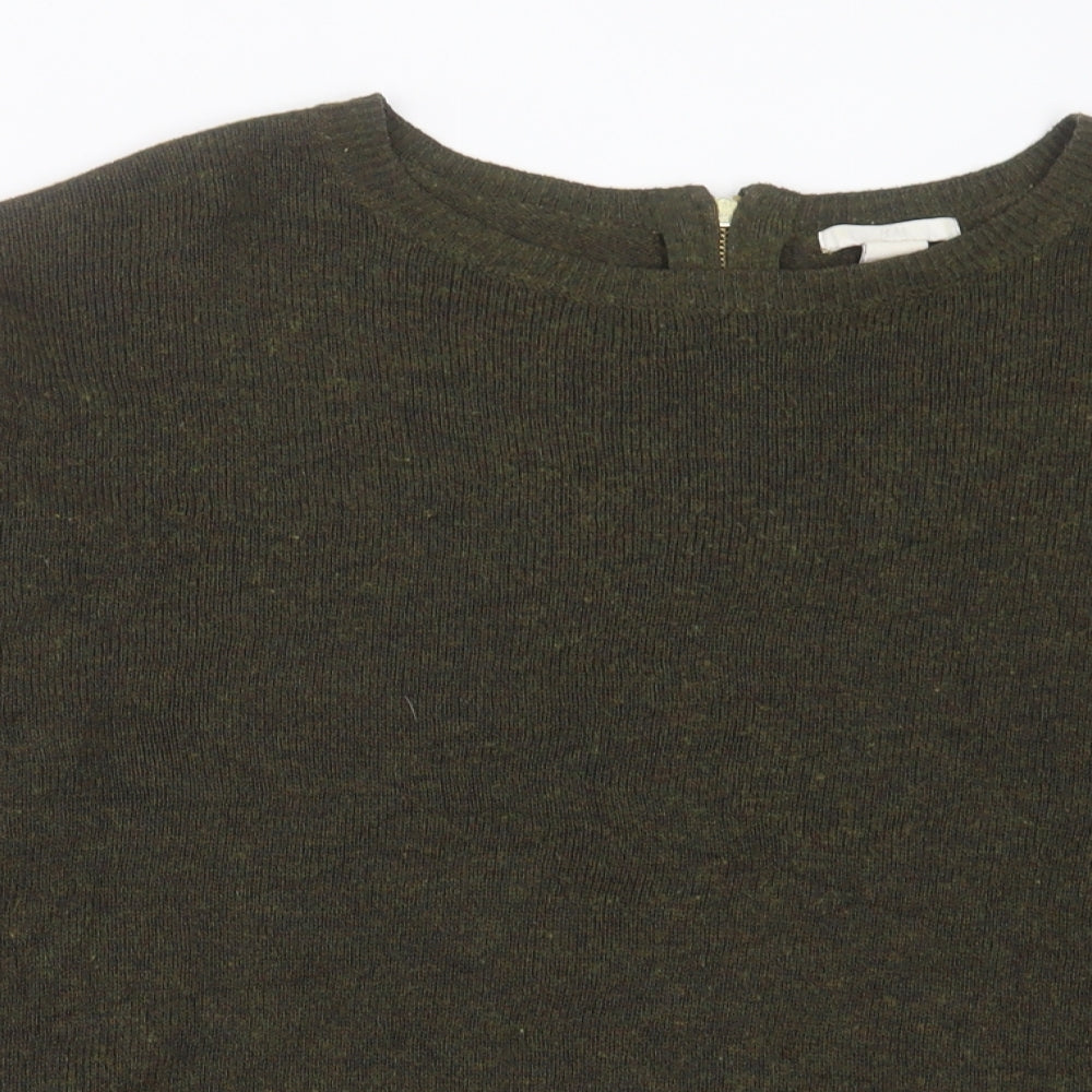 H&M Womens Green Crew Neck  Acrylic Pullover Jumper Size S