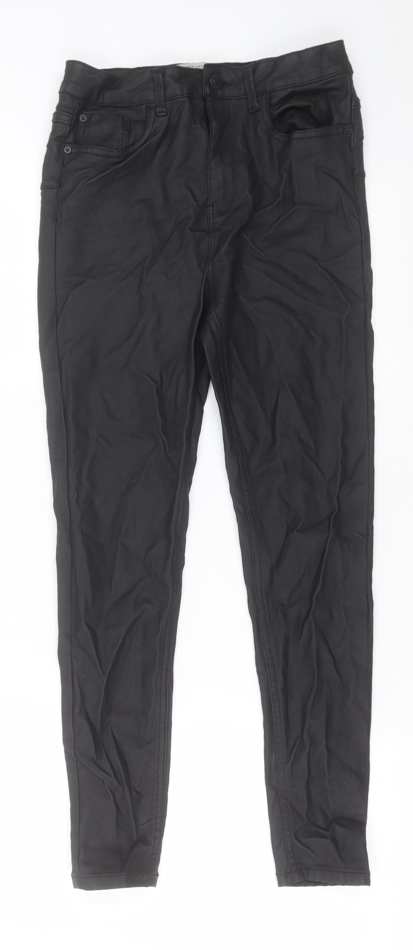 New Look Womens Black  Nylon Skinny Jeans Size 10 L26 in Regular Button