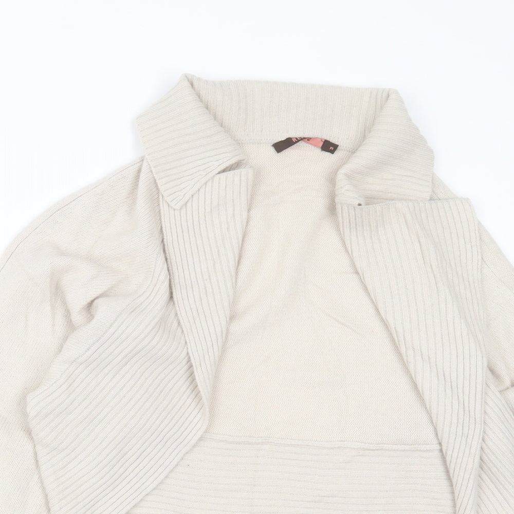 Reiss Womens Beige V-Neck  Viscose Cardigan Jumper Size M