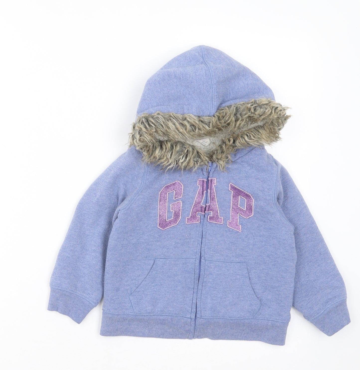Gap Girls Blue  Cotton Full Zip Hoodie Size 3 Years  Zip