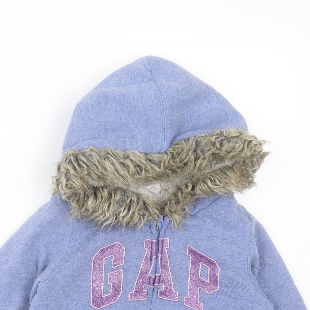Gap Girls Blue  Cotton Full Zip Hoodie Size 3 Years  Zip